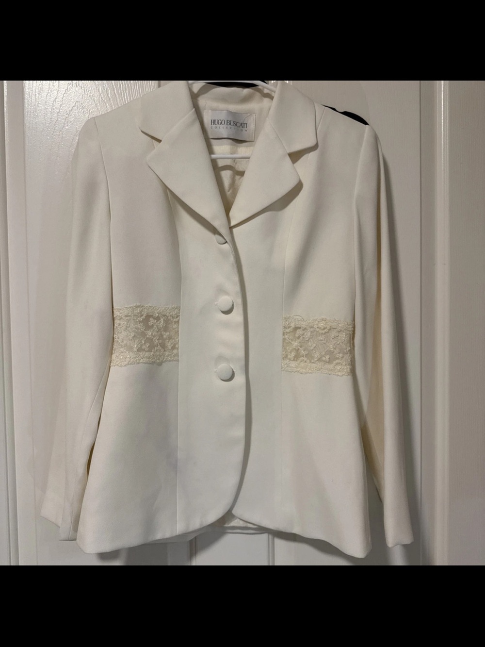 Hugo Buscati Ivory Lace Detail Blazer Jacket • Formal Occasion • Women’s Size 4